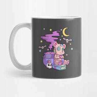 Kawaii Pastel Goth Cute Creepy Bear Witch Voodoo Doll Skull Mug